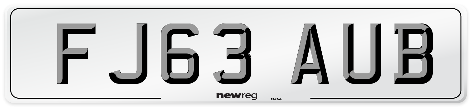 FJ63 AUB Number Plate from New Reg